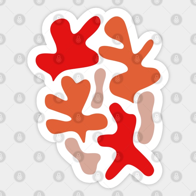 Tropical abstract shapes - Red Sticker by OgyDesign